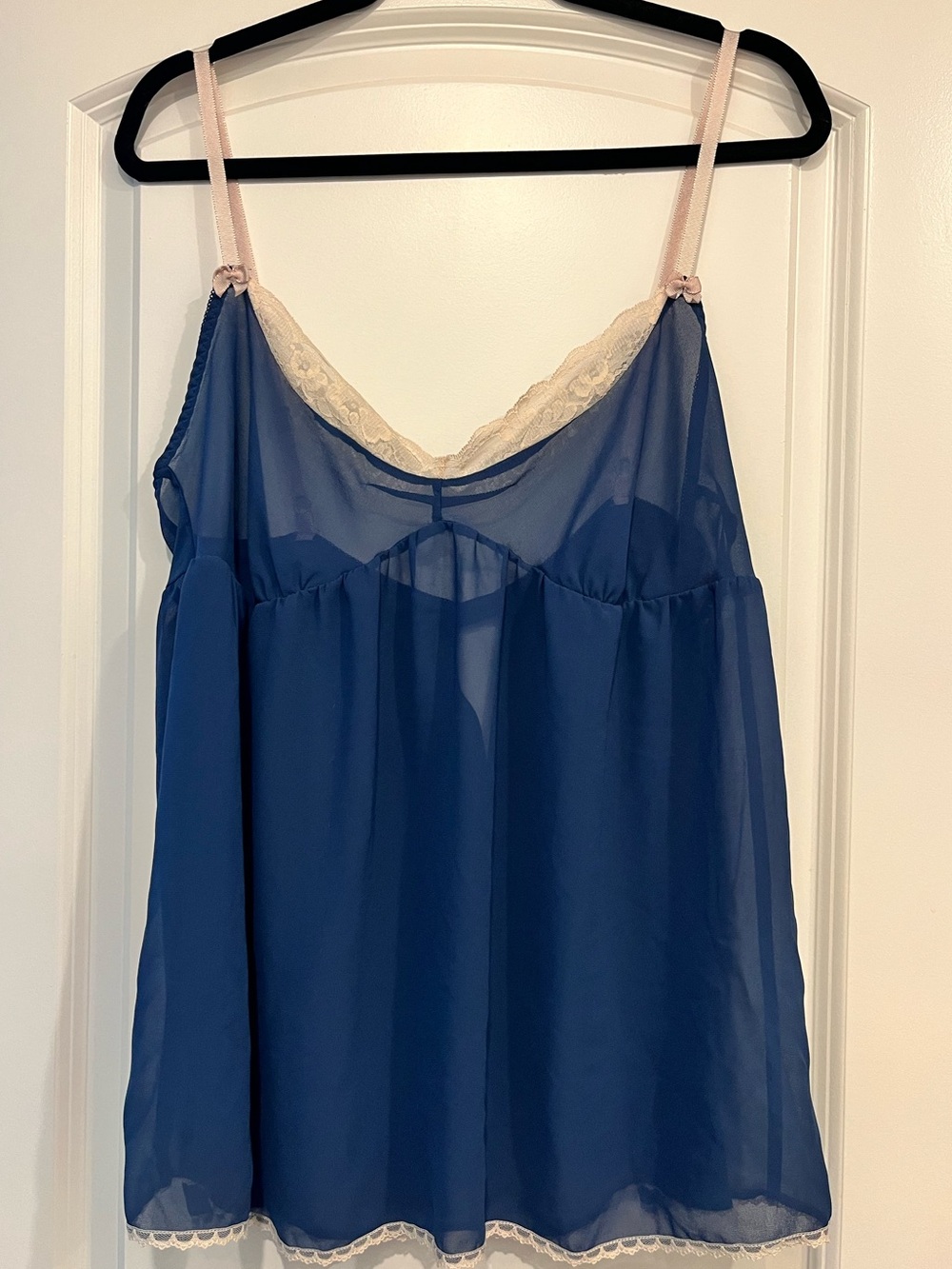 Vintage Y2K Victoria’s Secret Baby Doll Nightie Lingerie Blue Sheer Romantic XL